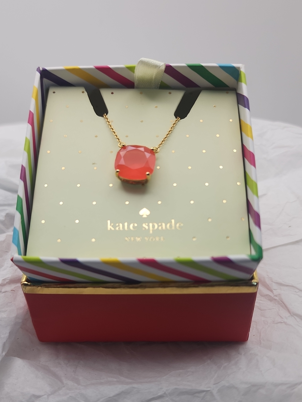 Kate Spade "Cause A‎ Stir" Necklace Orange/Pink Square